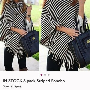 Black and White Striped Poncho
